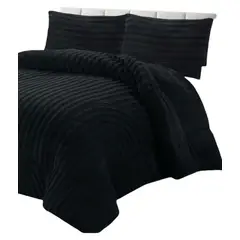 GENERICO - CUBRECAMA CHIPORRO DE INVIERNO DISEÑO LINEAS KING NEGRO.