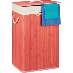 BAMBOO - Canasto ropa madera organizador plegable bambu 60x40 Rectangular Rojo
