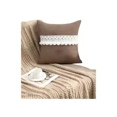 GENERICO - JUEGO DE 4 FUNDAS DE COJIN CON POMPON 45x45 f-05