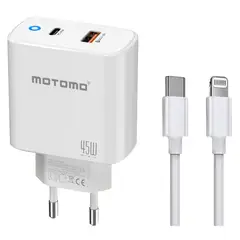 MOTOMO - Cargador Rapido Para iPhone iPad 45w + Cable Sec