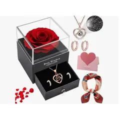 ATLAS - Flores Rosa Preservantes Collar Aros