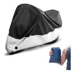 MUNDO MAGIA - Funda Lona Cubre Moto Impermeable Anti Lluvia Polvo Uv Negro