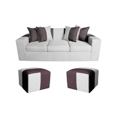 GENERICO - SOFA + 2 PUFF AGUSTINA GRIS NEGRO