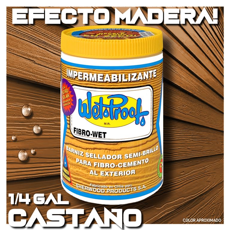 BARNIZ IMPERMEABILIZANTE FIBROCEMENTO WET PROOF® FIBROWET CASTAÑO 1-4G