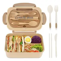 GENERICO - Fiambrera Para Microondas Contenedor De Alimentos Toper En Beige.