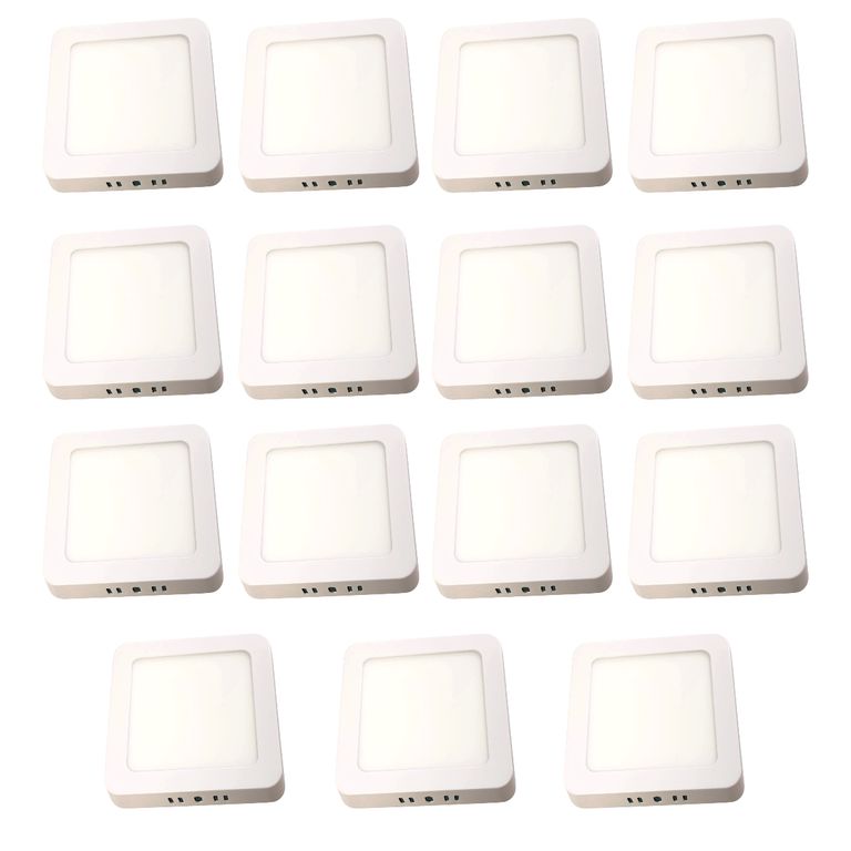 15 Paneles Led 6W Cuadrado Sobrepuesto 220V Luz Neutra