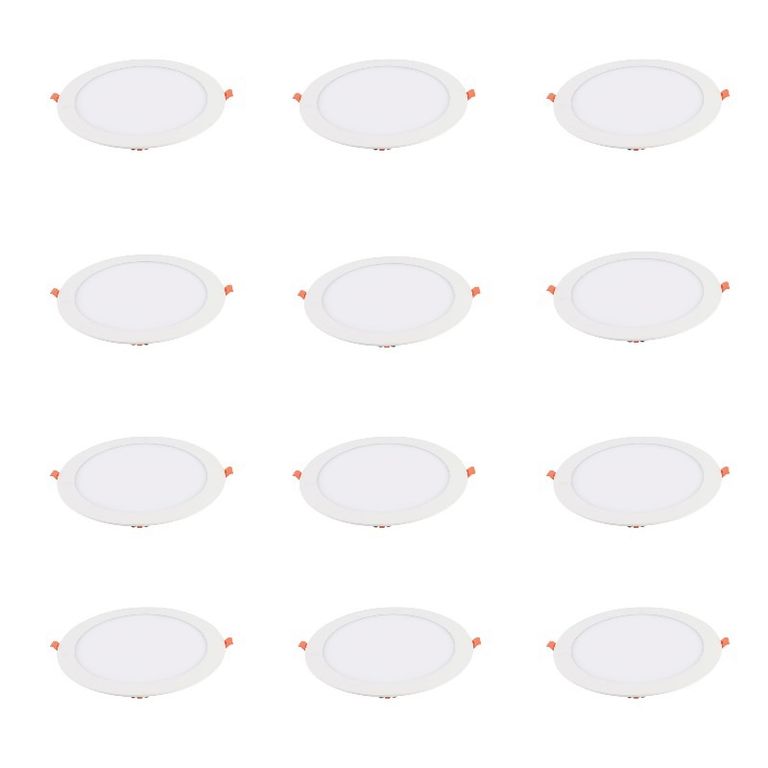 12 Focos Panel Led 6W Redondo Embutido 220V Luz Fría