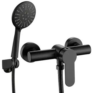 DICAS - Llave Monomando Ducha Negra Con Accesorios Ferretools