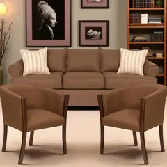 SITIAL HOME - Juego Living 311 Pastora Cafe sofa 3 cuerpos resortes + 2 sitiales
