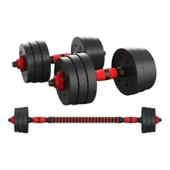 EASY FIT - Set De Mancuernas 10kg Barra Armable Ajustable Pesas Discos