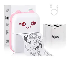 COZYNOOK - Mini Impresora Térmica Gatita Bluetooth 200dpi 10 Rollos