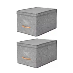 REBAJAS - Pack 2 Cajas Organizadoras Plegable Grandes Con Tapa De Lino