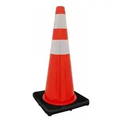 VORTEX - Cono Base Negra 36 92cm Doble Cinta Reflectante - Naranja
