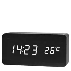 GENERICO - Reloj Despertador Digital Led Tipo Madera Decorativo A Pilas Negro B