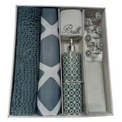 DORAL - Set De Baño Ema 18 Piezas Marca Verde Azul petróleo