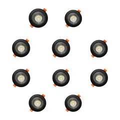 WANT - 10 Focos Spot Redondos Embutidos Negro - Plata Luz Neutra