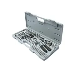 GENERICO - Caja De Dados Rachet Chicharra 52 Pcs Herramientas Manuales Color Plateado
