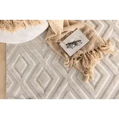 GENERICO - ALFOMBRA TEXTURIZADA JACQUARD ANTIDESLIZANTE NORDICO BEIGE 160X200CM