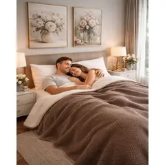 GENERICO - MANTA FRAZADA CON CHIPORRO ELEGANTE KING 230X250cm Café