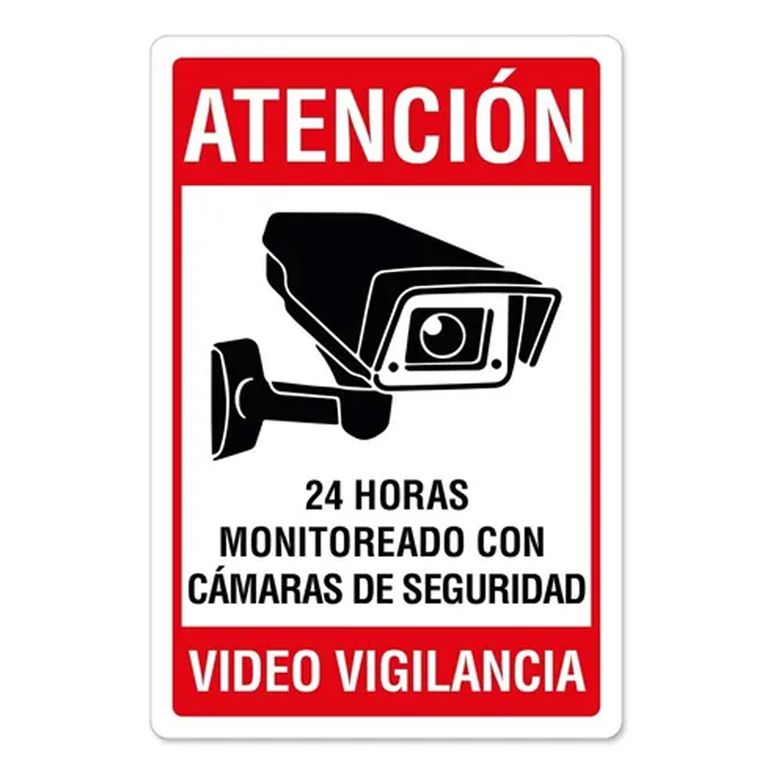 Aviso Video Vigilancia sobre base metalica 20x30 cms.