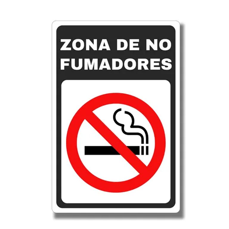 Aviso No Fumadores sobre base metalica 20x30 cms