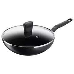 TEFAL - Wok 28 cm + Tapa Super Cook Marca Francesa Color Negro