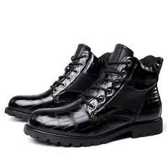 TIOZONEY - Botas imitación piel de cocodrilo para hombre