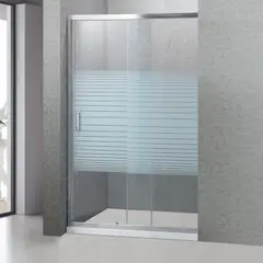 JOYTEK - Mampara Ajustable de Ducha Strava 120-140 cm Líneas blancas