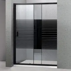 JOYTEK - Mampara Ajustable de Ducha Strava 140-160 cm Líneas negras