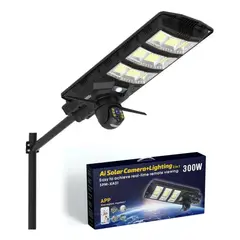 GENERICO - Foco Solar Led Exterior con Cámara IP Wifi y Sensor de Movimiento.