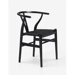 GENERICO - Silla Wish de Madera Negro y Ratan - Negro