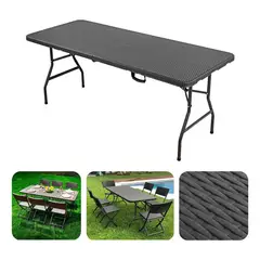 GENERICO - Mesa Plegable Tipo Rattan 180x75 cm para Jardín y Eventos