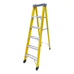 GENERICO - Escalera Tijera de Fibra de Vidrio 18m - 6 Escalones