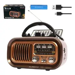 IRM - Radio Bluetooth Multifuncion Portatil Solar Vintage Am Fm Usb Recargable Estilo Clasico FIGOIMPORT