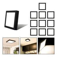 GENERICO - Foco LED Plafón Cuadrado 12W Luz Cálida Pack de 10