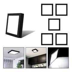 GENERICO - Foco LED Cuadrado Borde Negro 12W Plafón Sobrepuesto