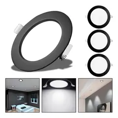 GENERICO - Pack de 3 Focos Panel LED Embutido Frío 18W Borde Negro