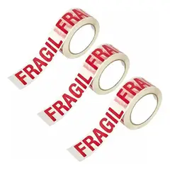 GENERICO - Pack de 3 Cintas Adhesivas Frágiles para Embalaje 300mts