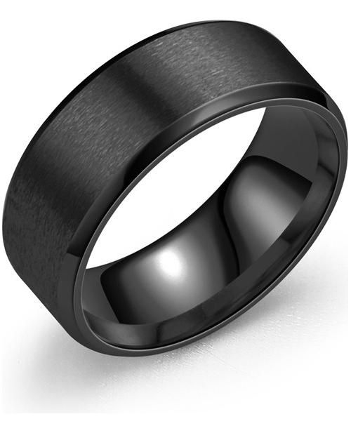 Anillo de Titanio 8mm Negro Esmerilado para Hombre y Mujer