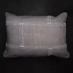 DECOMUEBLES - Cojín la Figura 70 * 50 Gris - Rayas / Beige Liso