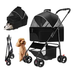 GENERICO - Coche Plegable 3 En 1 Grande Para Gatos y Perros