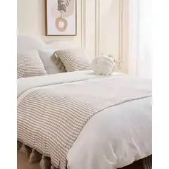 GENERICO - MANTA PIECERA CON POMPONES PARA DECORAR