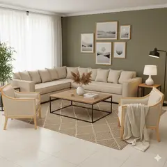 SITIAL HOME - Living 311 Metropolitan Beige claro seccional resortes + 2 Sitiales