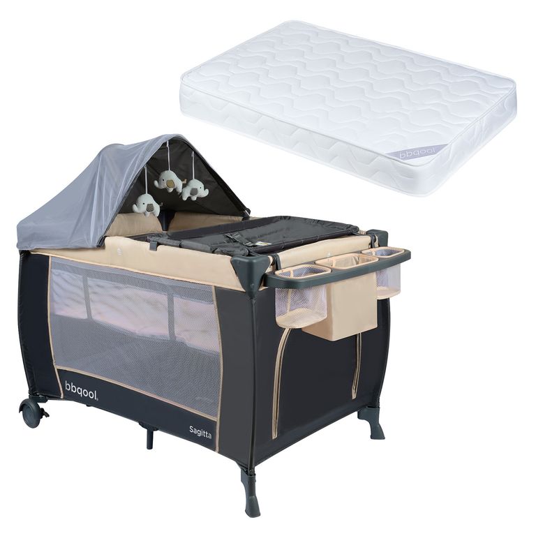 BBQOOL Cuna Playard Sagitta Beige + Colchón de Espuma