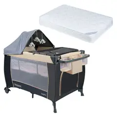 BBQOOL - Cuna Playard Sagitta Beige + Colchón de Espuma