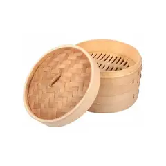 GENERICO - Olla Vaporera Bambu 2 Niveles 24cm Cocina a Vapor Preparaciones