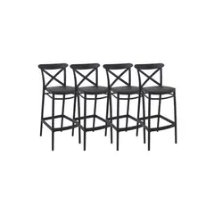 HABITA2 CHILE - Pack 4 Taburete piso de Bar Danubio 65 cm Polipropileno - Negro