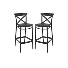 HABITA2 CHILE - Pack 2 Taburete piso de Bar Danubio 65 cm Polipropileno - Negro