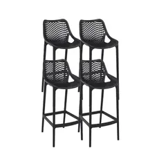 HABITA2 CHILE - Pack 4 Taburete piso de Bar City 65 cm Polipropileno - Negro