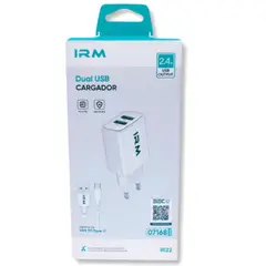 IRM - Cargador Dual 2.4 A Con Cable USB a tipo C Blanco